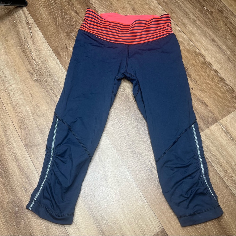 Lululemon Leggings Womens 4 Blue Pace Pusher Cropped Pull On Yoga Athletic